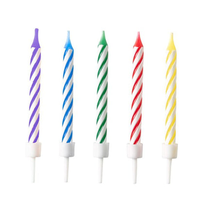 Regenboog Kaarsen Spiraal Bright 7,5cm 10st van Riethmueller koop je bij Partywinkel