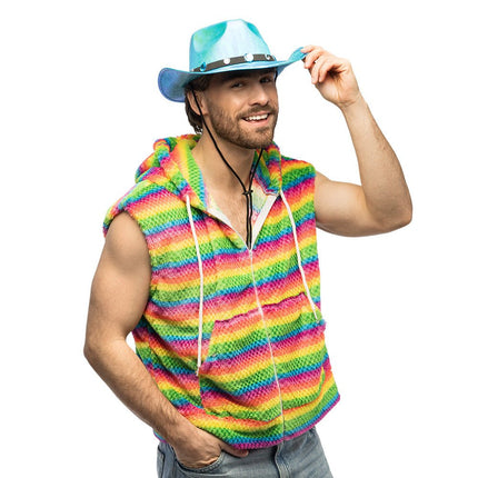 Regenboog Vest Fluffy van Boland koop je bij Partywinkel