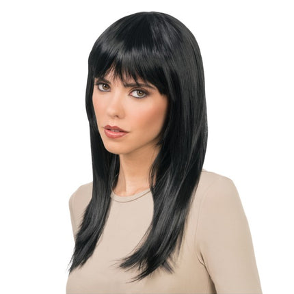 Peluca de Rihanna, negra, 58 cm