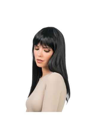 Peluca de Rihanna, negra, 58 cm
