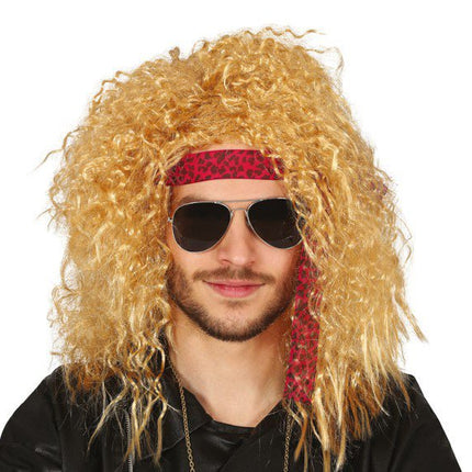Rock Pruik Blond Krullen van Fiestas Guirca koop je bij Partywinkel