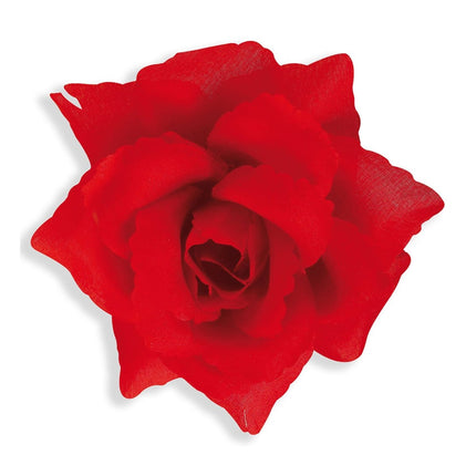 Rode Haarbloem Roos 10cm van Widmann koop je bij Partywinkel
