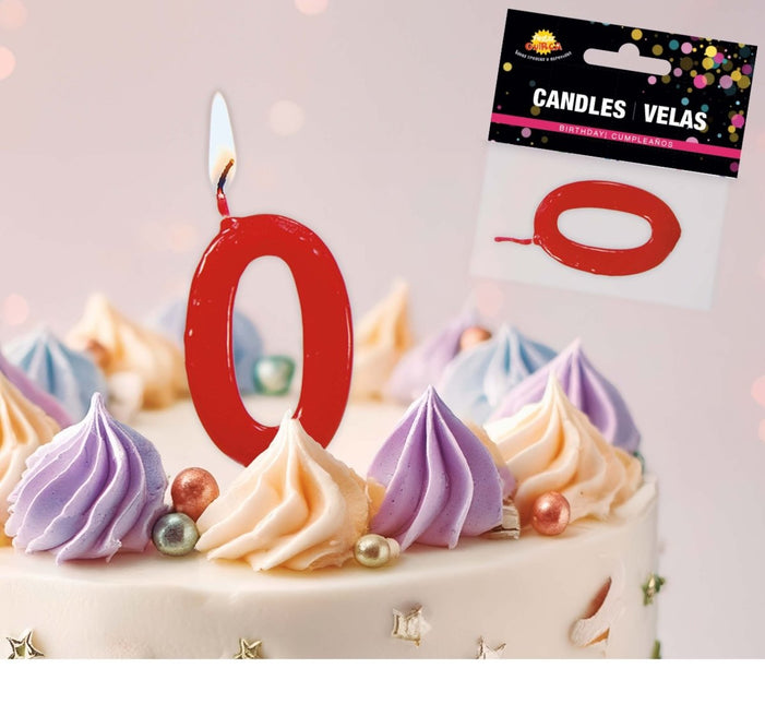 Rode Kaars 0 Jaar 5,5cm van Fiestas Guirca koop je bij Partywinkel