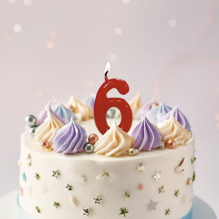 Rode Kaars 6 Jaar 5,5cm van Fiestas Guirca koop je bij Partywinkel