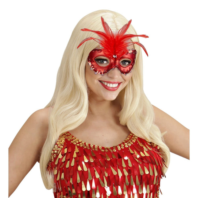 Rode Oogmasker Pailletten van Widmann koop je bij Partywinkel