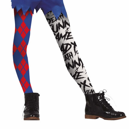 Rood Blauwe Halloween Legging Harley Quin Kind van Fiestas Guirca koop je bij Partywinkel