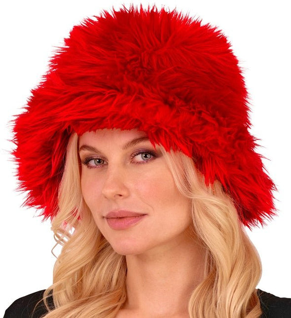 Rood Bucket Hat Pluche van Widmann koop je bij Partywinkel