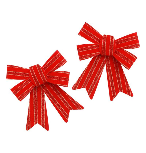 Rood Gouden Strik Strepen 17cm 2st van CHAKS koop je bij Partywinkel