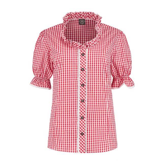 Rood Witte Blouse Dames Geruit van Haus Huberts koop je bij Partywinkel