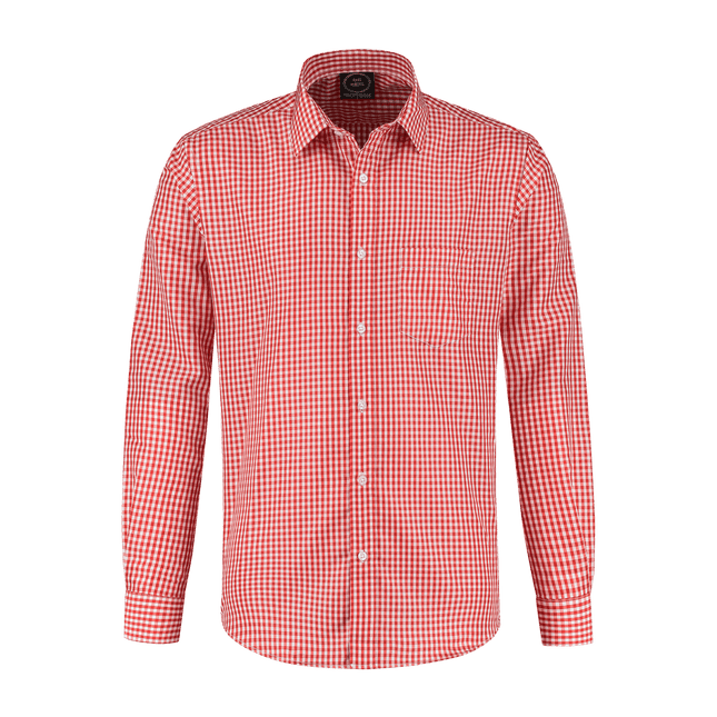 Rood Witte Blouse Heren Lange Mouw Geruit van Haus Huberts koop je bij Partywinkel