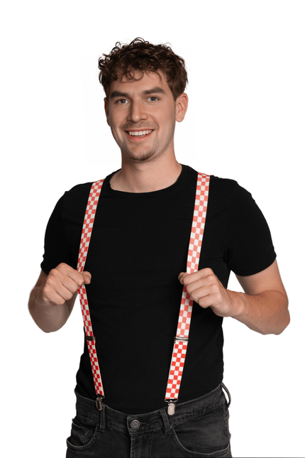 Rood Witte Bretels Geblokt 2,5cm van Partychimp koop je bij Partywinkel