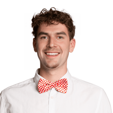 Rood Witte Strik Geblokt 2,5cm van Partychimp koop je bij Partywinkel