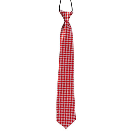 Rood Witte Stropdas Geblokt 50cm van Partychimp koop je bij Partywinkel