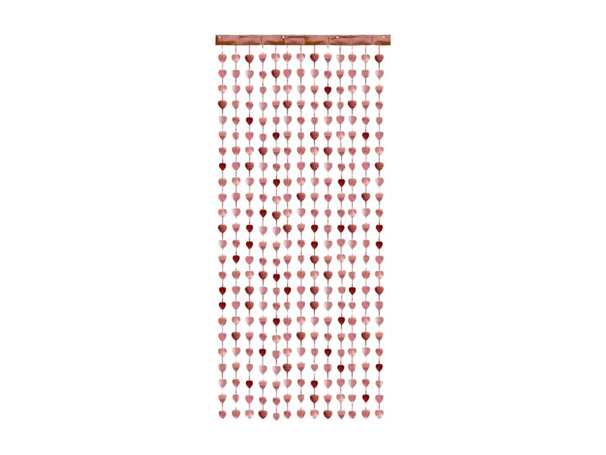 Rose gouden Deurgordijn Hartjes 2,45m van Partydeco koop je bij Partywinkel
