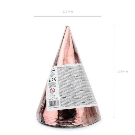 Rose Gouden Feesthoedjes 16cm 6st van Partydeco koop je bij Partywinkel