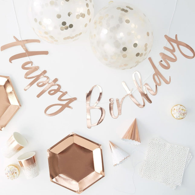 Rose Gouden Happy Birthday Decoratie Set 6 delig van Ginger Ray koop je bij Partywinkel