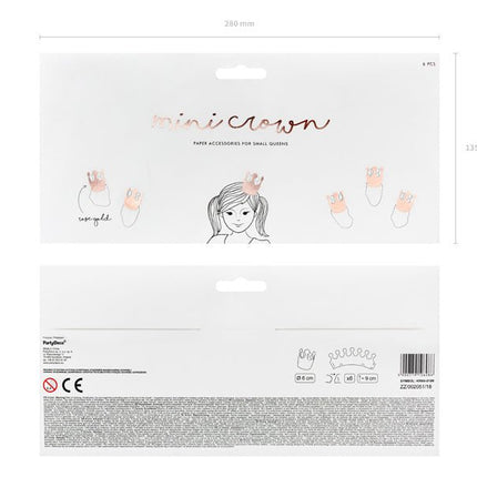 Rose Gouden Kroon 6cm 6st van Partydeco koop je bij Partywinkel