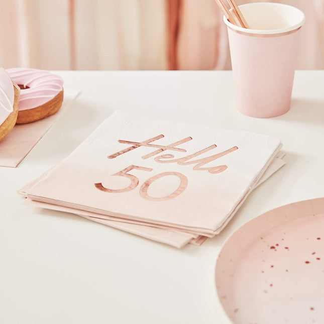 Rose Gouden Servetten 50 Jaar 16,5cm 16st van Ginger Ray koop je bij Partywinkel
