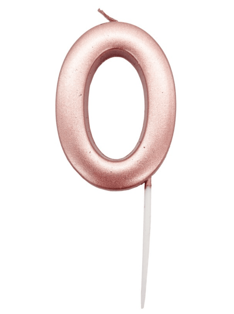 Roségouden Cijferkaars 0 van Unique koop je bij Partywinkel