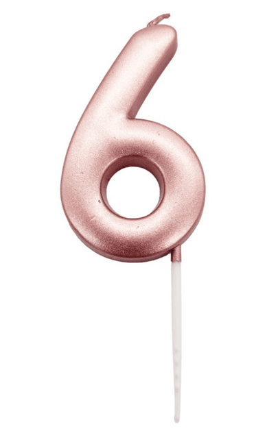 Roségouden Cijferkaars 6 van Unique koop je bij Partywinkel