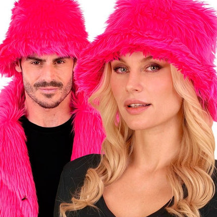 Roze Bucket Hat Pluche van Widmann koop je bij Partywinkel