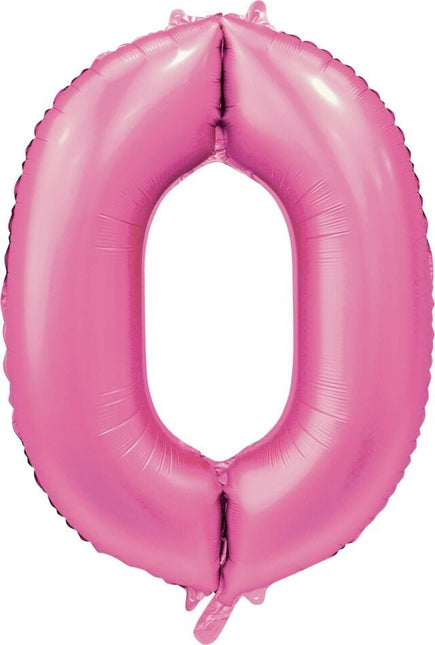 Roze Cijfer Ballon 0 Jaar Glans 86cm van WeFiesta koop je bij Partywinkel