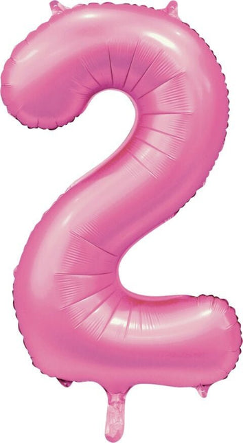 Roze Cijfer Ballon 2 Jaar Glans 86cm van WeFiesta koop je bij Partywinkel