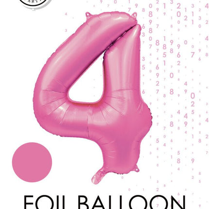 Roze Cijfer Ballon 4 Jaar Glans 86cm van WeFiesta koop je bij Partywinkel