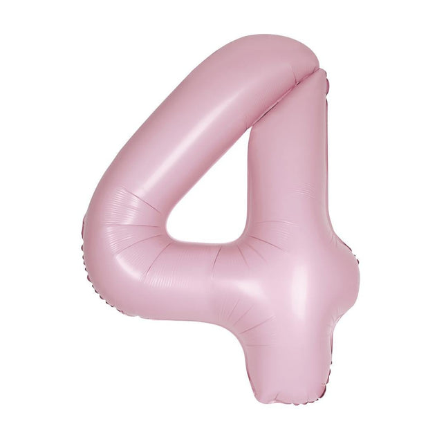 Roze Cijfer Ballon 4 Jaar Matte 86cm van Unique koop je bij Partywinkel