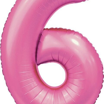 Roze Cijfer Ballon 6 Jaar Glans 86cm van WeFiesta koop je bij Partywinkel