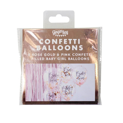 Roze Confetti Ballonnen Baby Girl 30cm 5st van Ginger Ray koop je bij Partywinkel