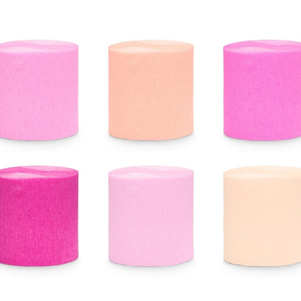 Roze Crepe Papier 10m 6st van Partydeco koop je bij Partywinkel