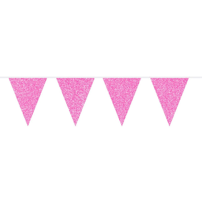 Roze Glitter Vlaggenlijn - 6 meter van Folat koop je bij Partywinkel