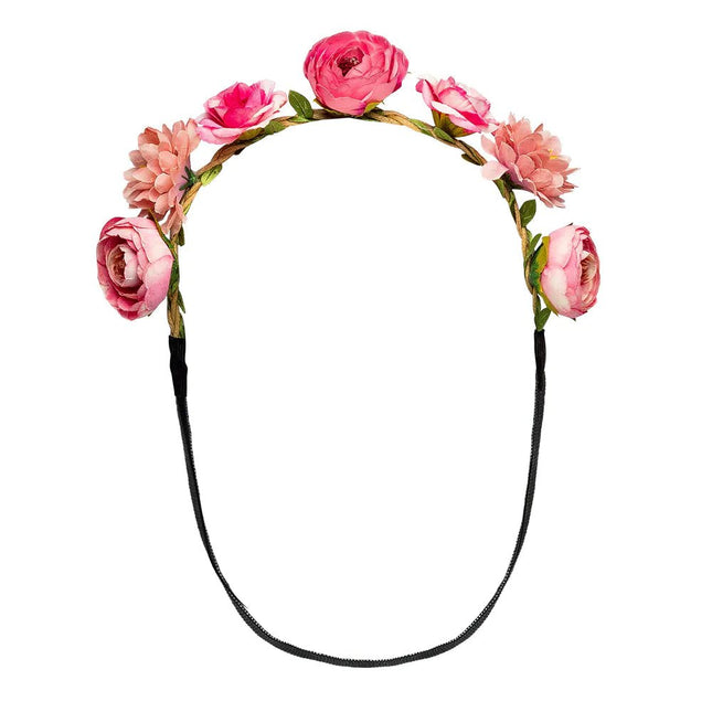 Roze Haarband Bloemen - Partywinkel - 8712026445681