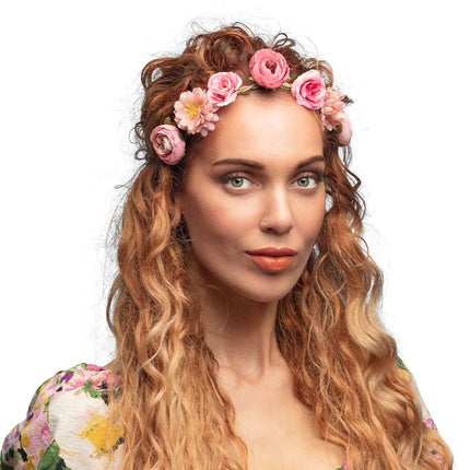 Roze Haarband Bloemen - Partywinkel - 8712026445681