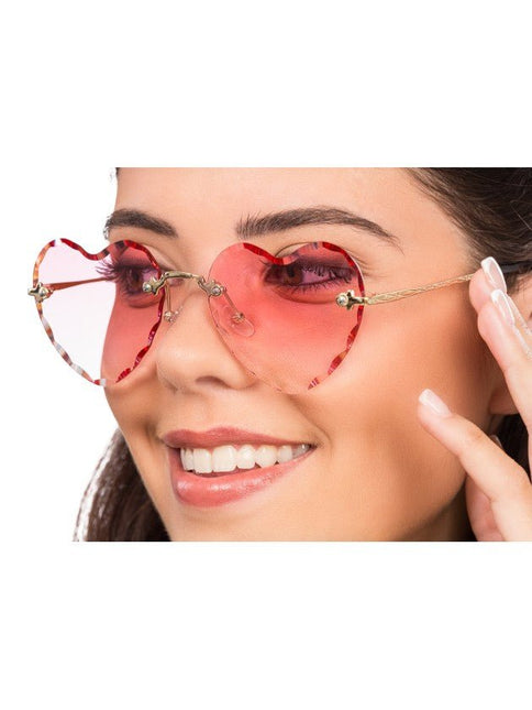 Roze Hartjesbril met Goudkleurige Details van CHAKS koop je bij Partywinkel