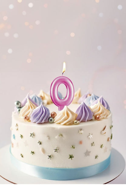 Roze Kaars 0 Jaar Metallic 8cm van Fiestas Guirca koop je bij Partywinkel