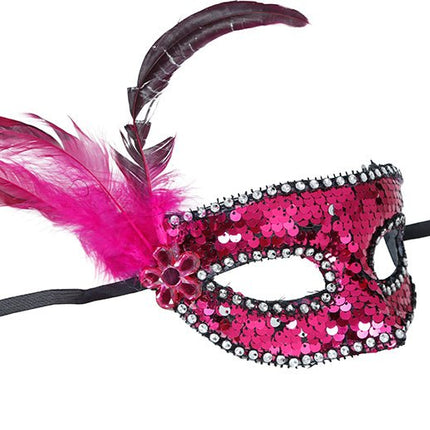 Roze Oogmasker Veren Volwassen van Fiestas Guirca koop je bij Partywinkel