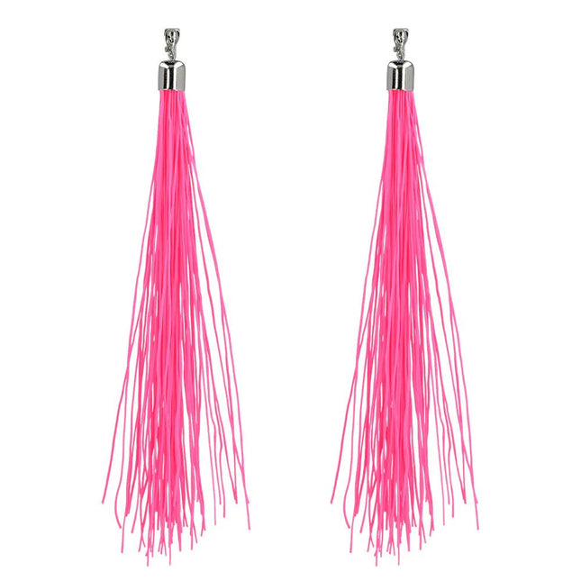 Roze Oorbellen Franjes 20cm - Partywinkel - 8712026644305