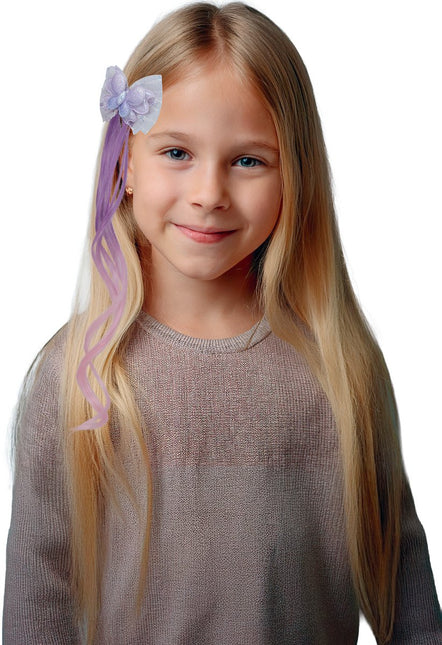 Roze Paarse Hair Extension Strik van Fiestas Guirca koop je bij Partywinkel