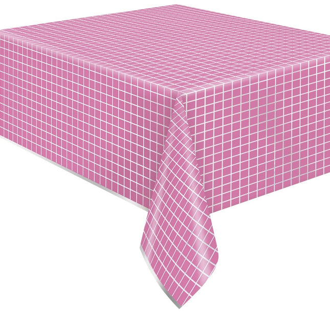 Roze Tafelkleed Zilver Motief 2,13m van Unique koop je bij Partywinkel