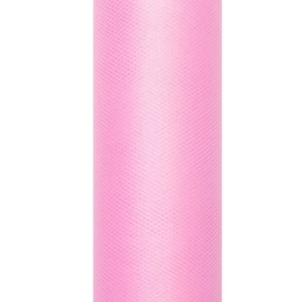 Roze Tule Rol 15cm 9m van Partydeco koop je bij Partywinkel