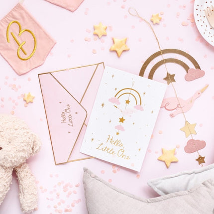 Roze Uitnodigingen Hello Little One 14x 20cm 11st van Partydeco koop je bij Partywinkel