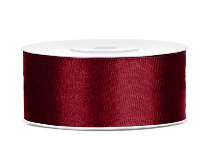 Satijn Lint Bordeaux Rood 25mm 25m van Partydeco koop je bij Partywinkel