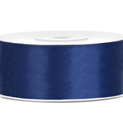 Satijn Lint Donkerblauw 25mm 25m van Partydeco koop je bij Partywinkel