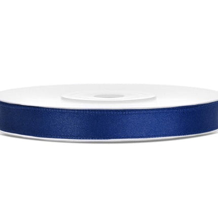 Satijn Lint Donkerblauw 6mm 25m van Partydeco koop je bij Partywinkel