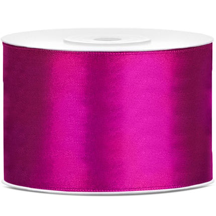 Satijn Lint Fuchsia Donker 50mm 25m van Partydeco koop je bij Partywinkel