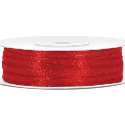 Satijn Lint Rood 3mm 50m van Partydeco koop je bij Partywinkel