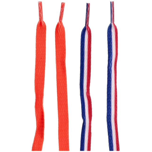 Schoenveters - Oranje/RoodWitBlauw - 2 setjes - 91 cm van Folat koop je bij Partywinkel
