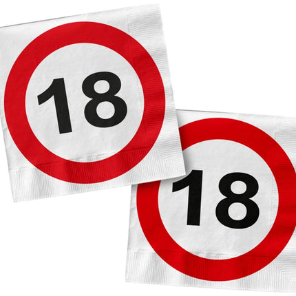 Servetten 18 Jaar Verkeersbord Vierkant 33cm 20st van Folat koop je bij Partywinkel